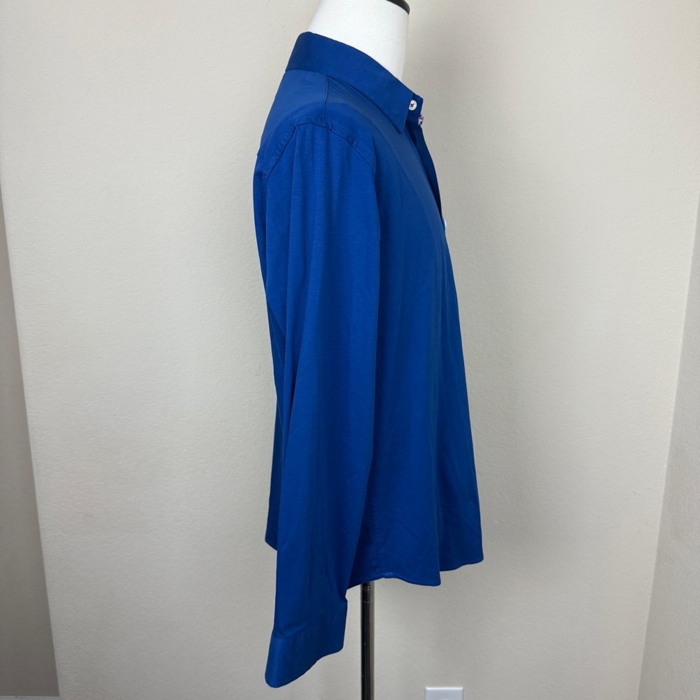 Buttercloth Shirt Mens Large Blue Button Up Long Sleeve Regular Flip Cuff - Picture 6 of 8
